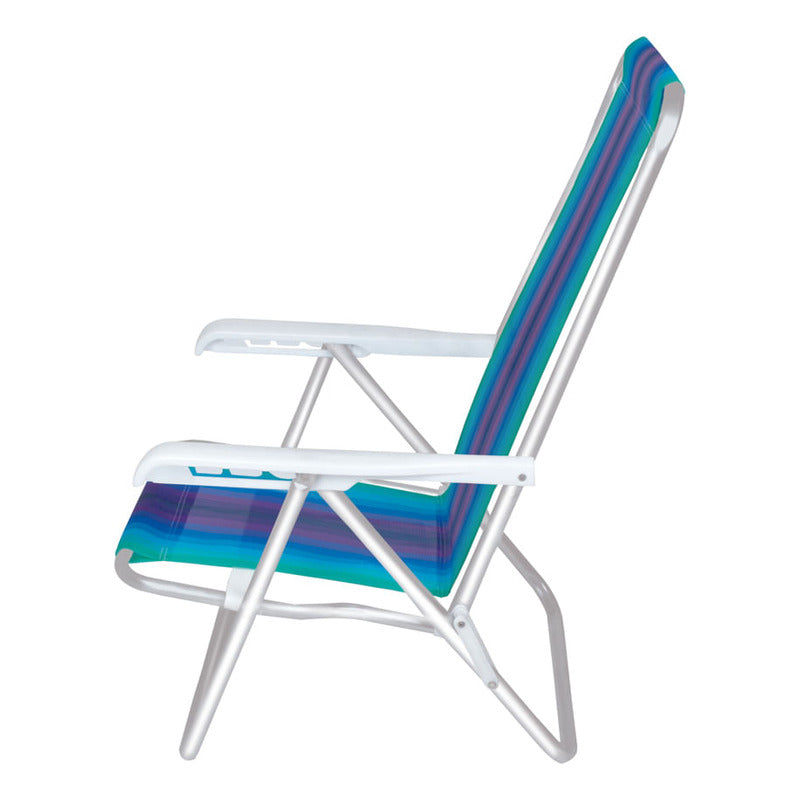Reposera Aluminio 4 Posiciones Celeste Combinada Exahome Ult Color Azul Claro