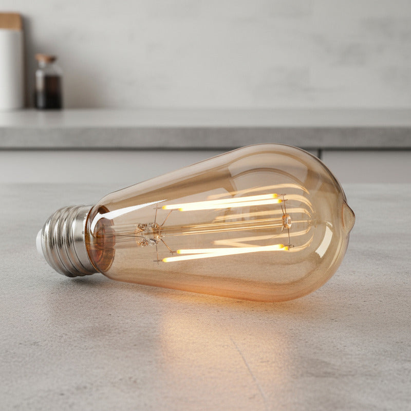 Lampara Tubular Led Filamento Foco Ambar 6w Pack 5u Ámbar