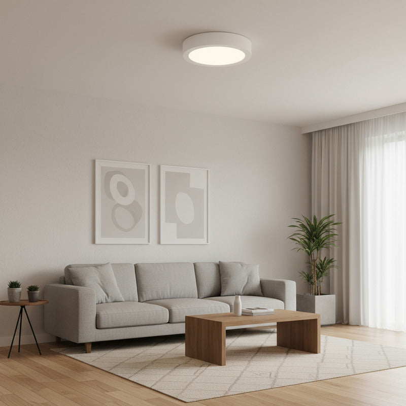 Plafon Redondo Con Base Circular 18w Luz Fria Pack 5u Blanco Frío