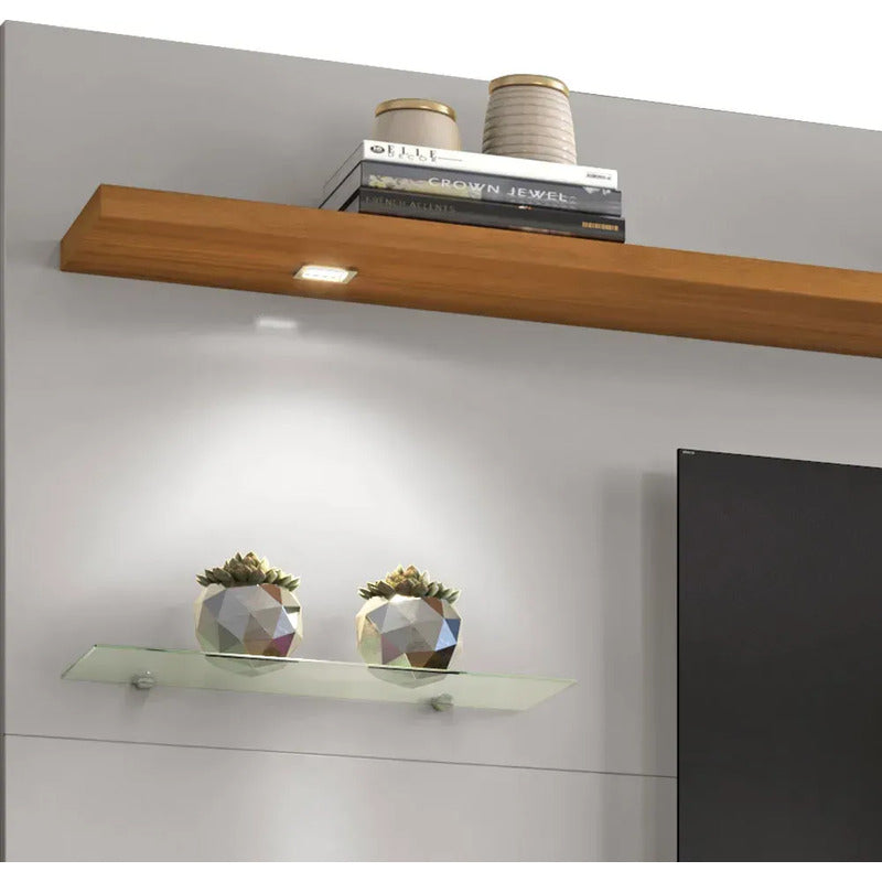 Rack Panel Exahome Mueble Para Tv Moderno Con Led Y Cajones Blanco