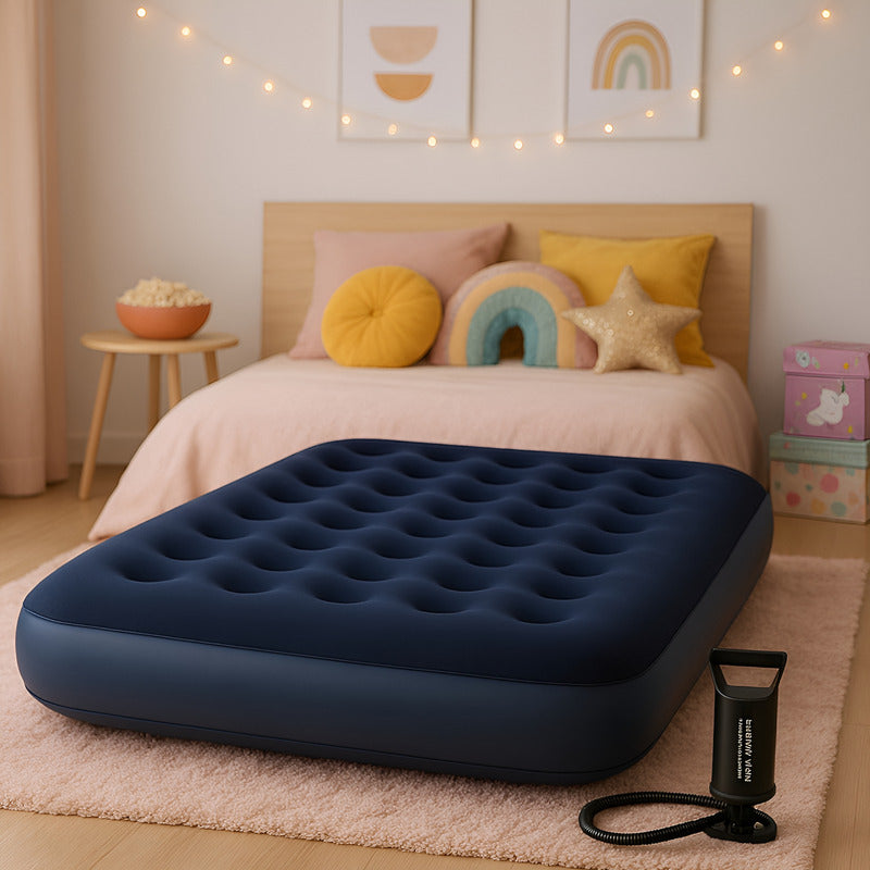 Colchon Inflable 2 Plazas Bestway + Inflador + Parche Azul