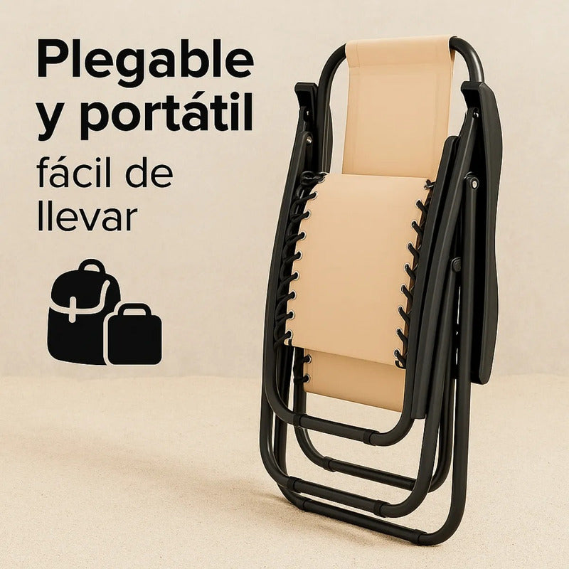 Reposera Gravedad Cero Exahome X2 Premium Con Almohada Color Negro