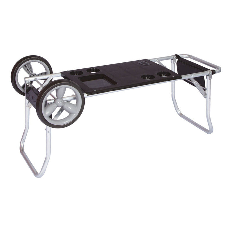 Carro Carrito Playero Mesa Porta Sillas De Aluminio Ultra Liv Color Negro