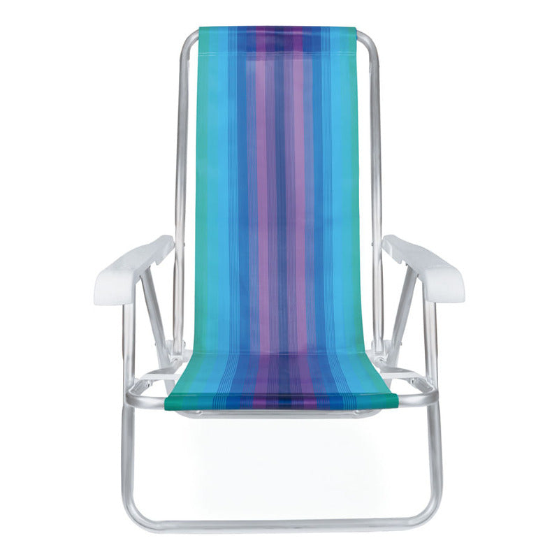 Reposera Aluminio 4 Posiciones Celeste Combinada Exahome Ult Azul Claro