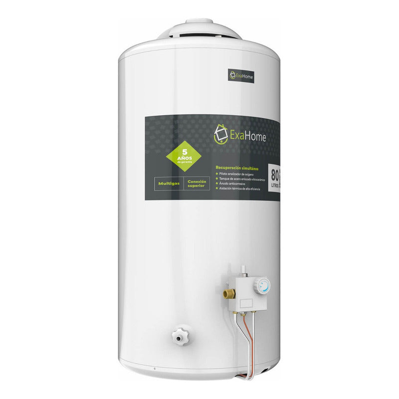 Termotanque Multigas Exahome Ttq 80 Blanco 80l Bajo Consumo Blanco