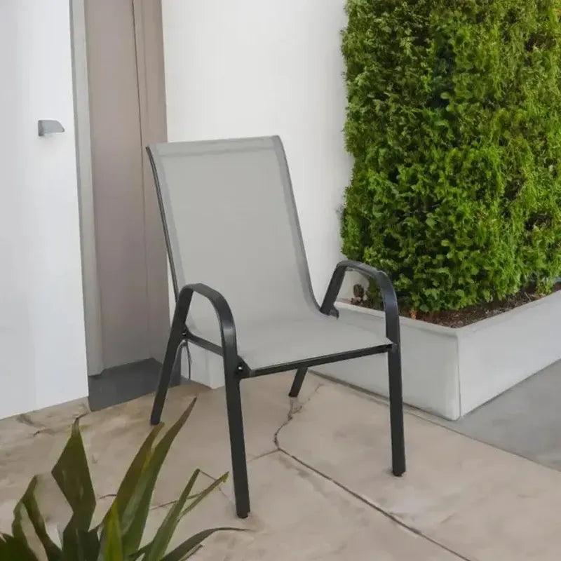 Silla Reposera Textileno Apilable Jardin Hogar Evento Countr Color Gris