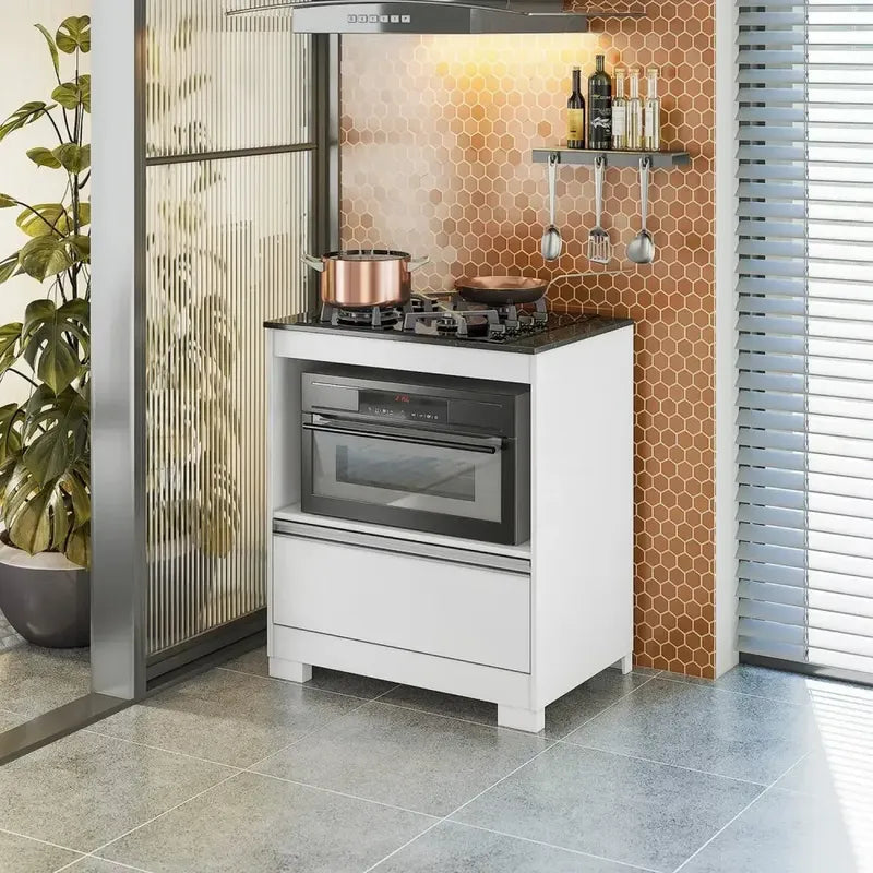 Bajo Mesada De Cocina Exahome Exclusivo Premium Para Anafe Blanco