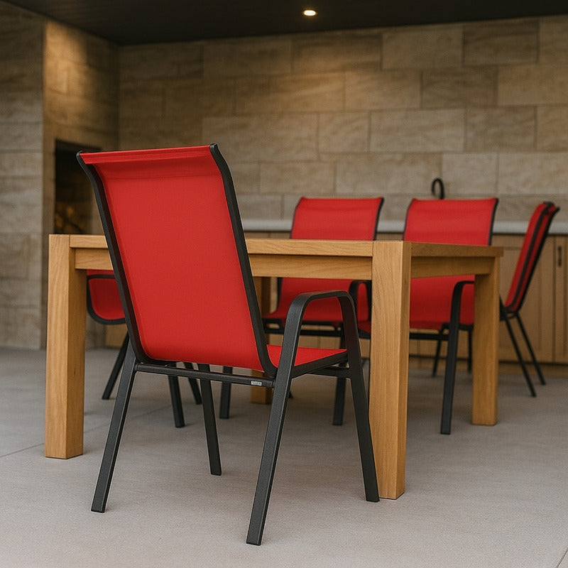 2 Sillas Reposera Textileno Apilable Jardin Country Hogar