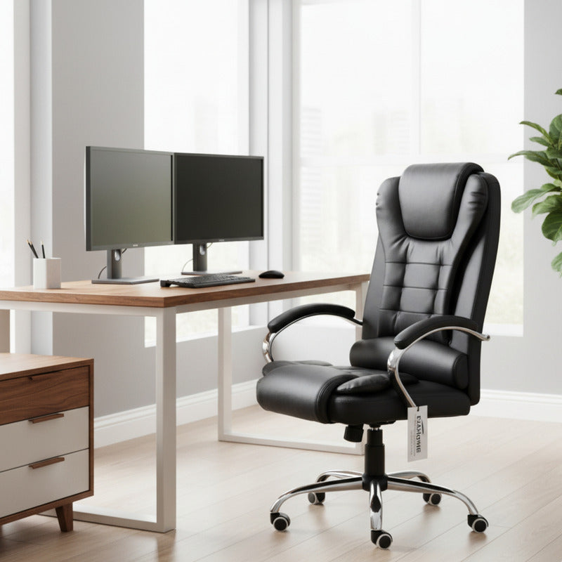 Sillon Director Ejecutivo Exahome Presidencial Cuero Sinteti Negro Cuero Sintético