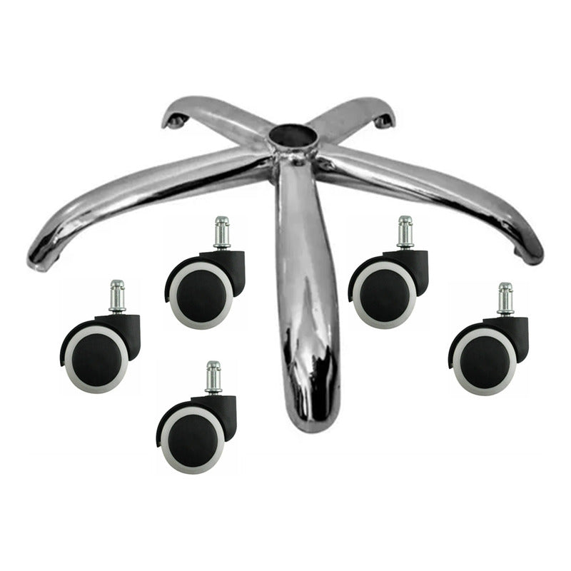 Estrella Cromada Silla Oficina Giratoria + 5 Ruedas Cromado