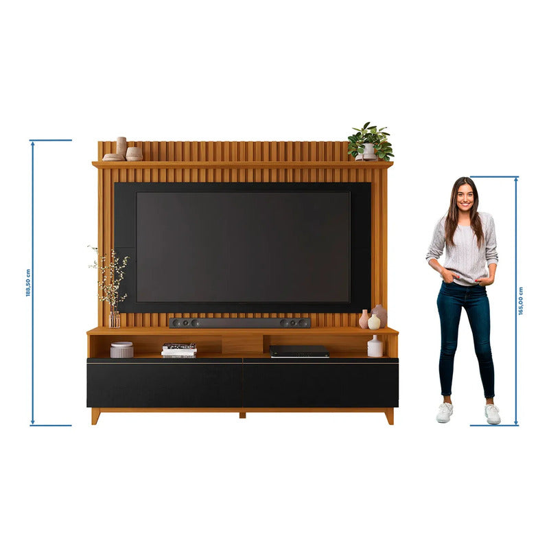 Rack Tv Completo Premium Exahome Mueble Televisión Exclusivo Negro