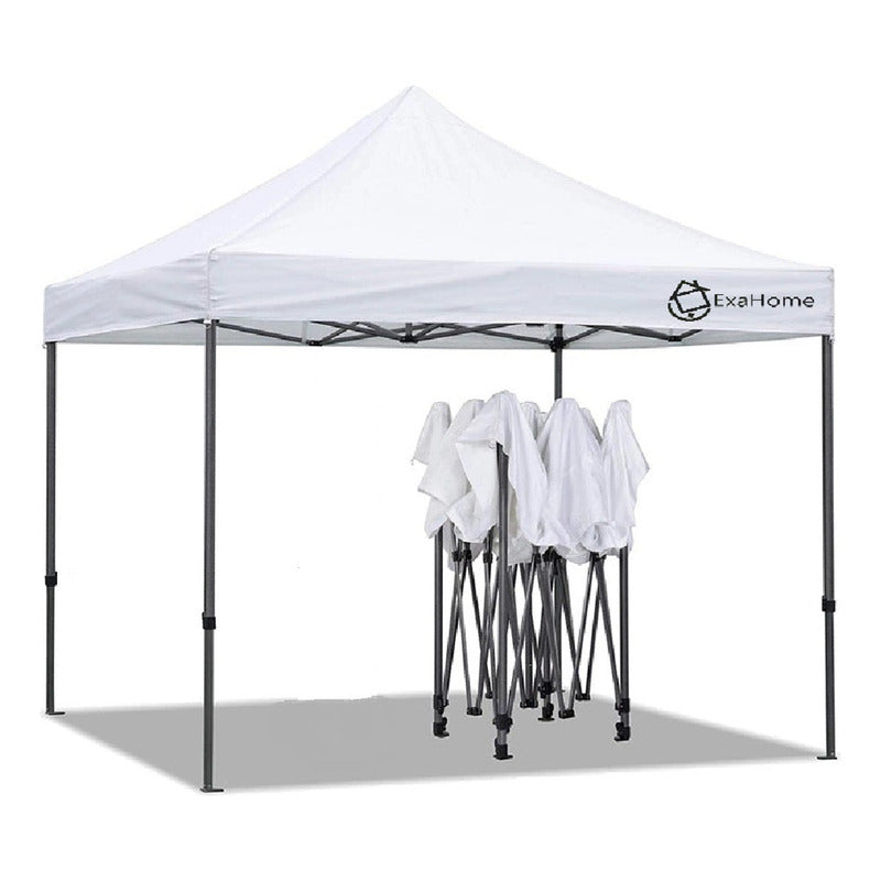 Gazebo Plegable Exahome 3x3 Impermeable Uniones Metalicas Of Color Blanco