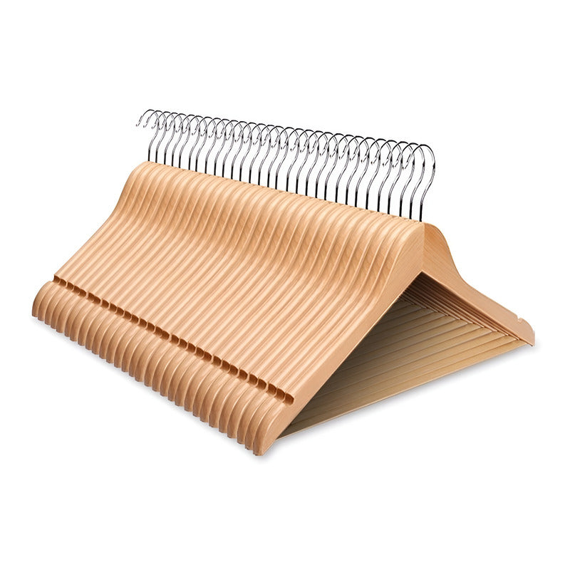 Perchas De Madera Lustrada Exahome Elegante Pack 48 Unidades Natural