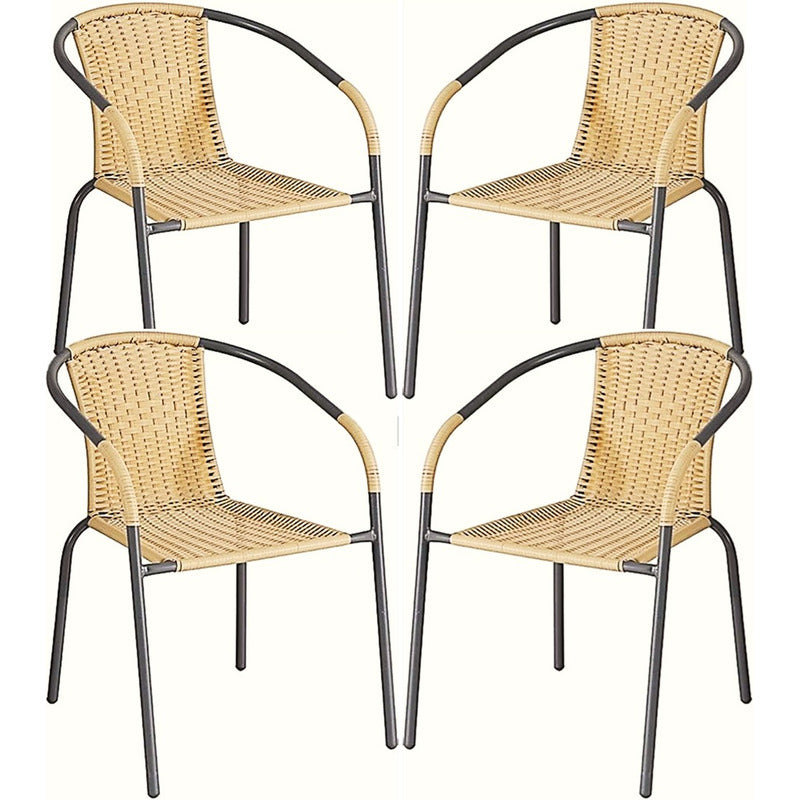 4 Sillas Rattan Apilable Hogar Jardin Bar Comercio Ratan
