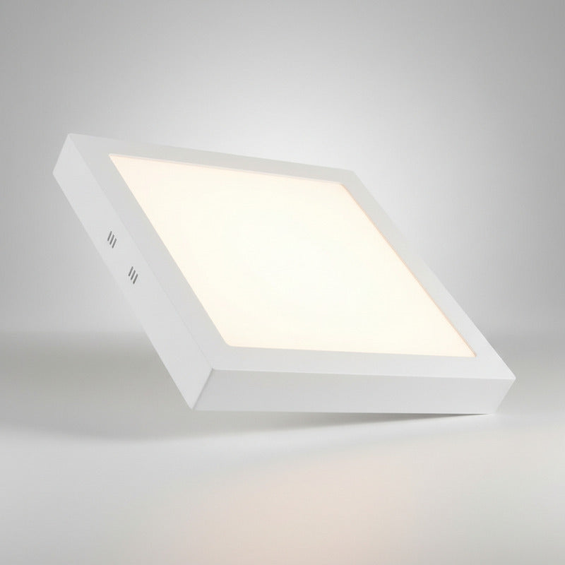 Plafon Con Base Cuadrado 12w Led Luz Calida Pack 5u Blanco Cálido
