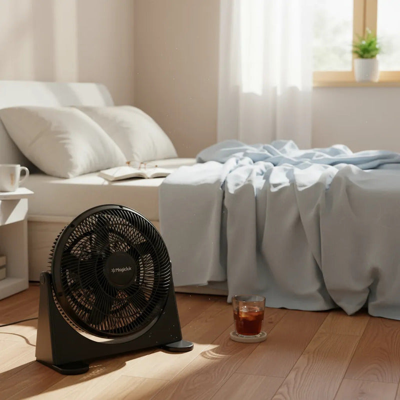 Ventilador De Piso 5 Aspas Magiclick Turbo Chico 14 Estructura Color Negro 3 Velocidades 35.56 Cm 50hz/60hz Plástico