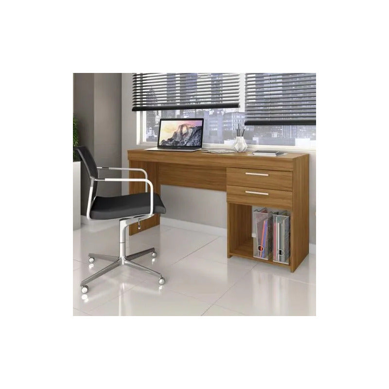 Escritorio Exahome Mesa De Pc Con Corredera Metálica Premium Roble