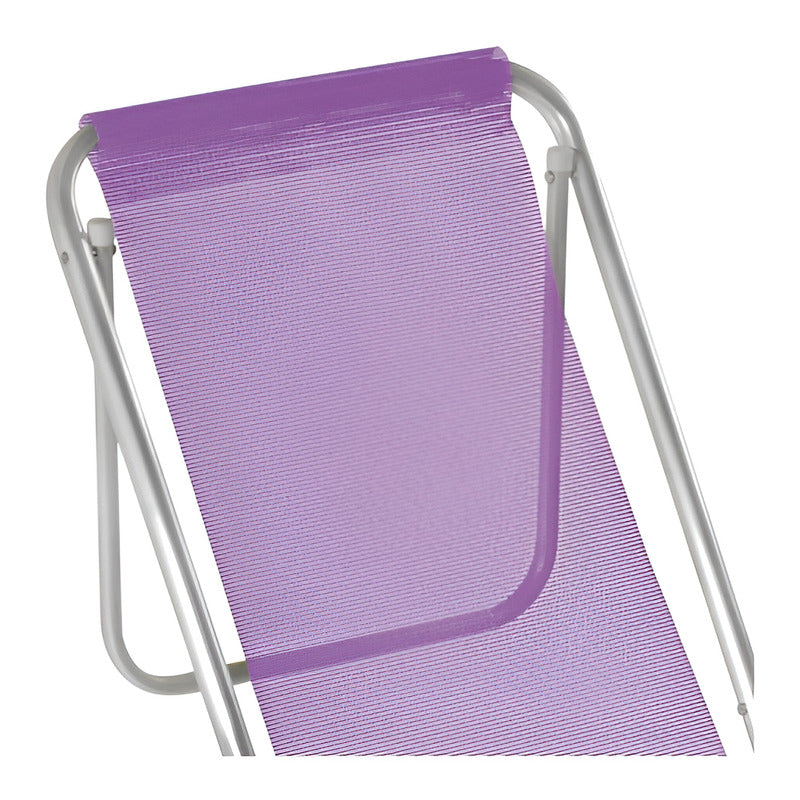 Reposera Silla Aluminio 8 Posiciones Exahome Playa Camping Lila