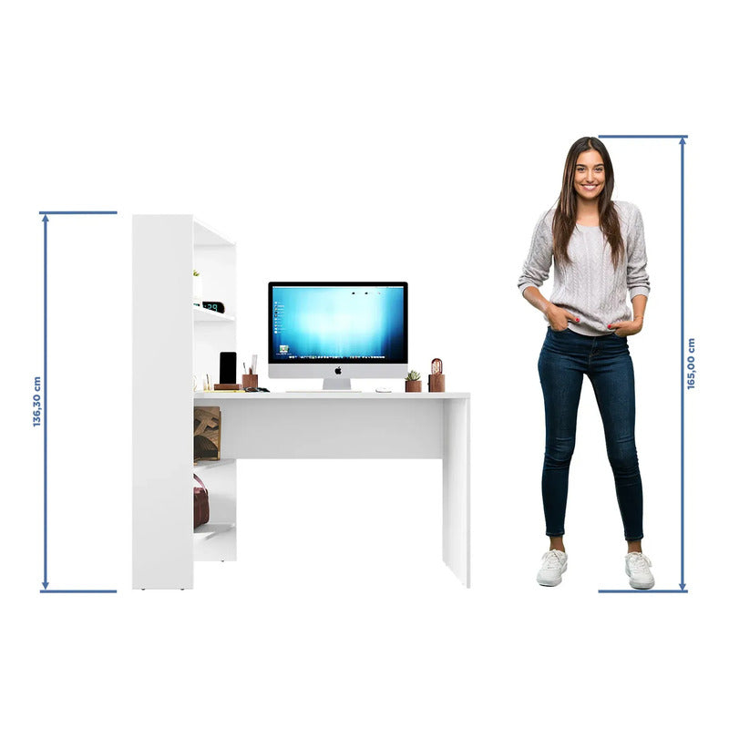 Escritorio Exahome Mesa De Pc Con Biblioteca Mesa De Trabajo Blanco