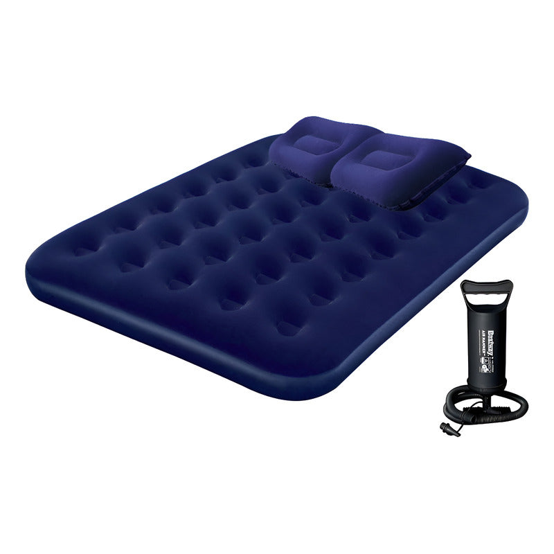Colchon Inflable 2 Plazas Con 2 Almohadas Inflador Exahome Azul