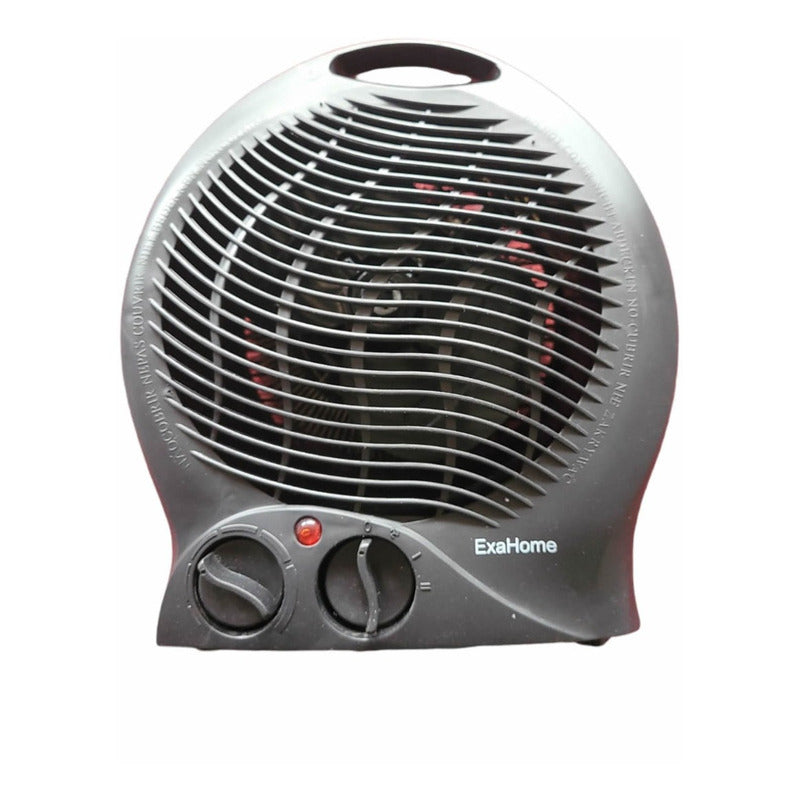 Caloventor Exahome Unico Con Termostato 2 Años De Color Negro