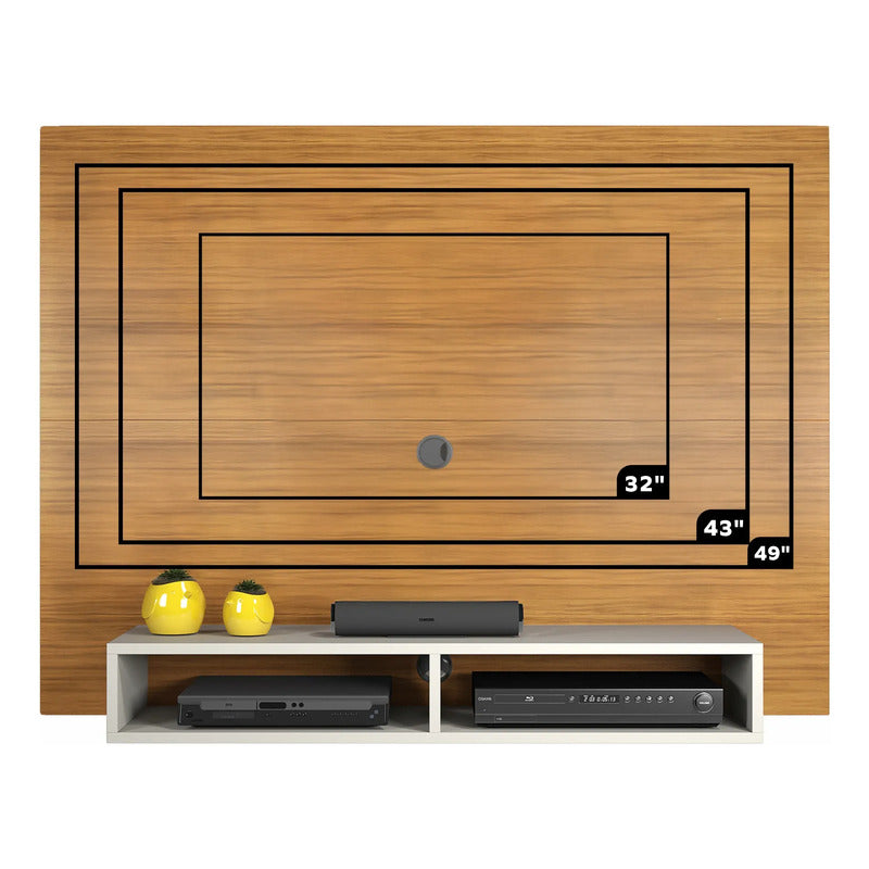 Rack Plus Exahome Mueble Para Tv Moderno Y Funcional Pared Roble