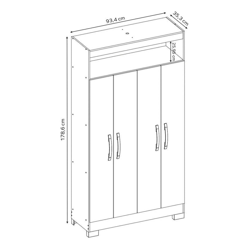 Placard Premium Ropero Exahome Multiuso 4 Puertas Exclusivo Roble