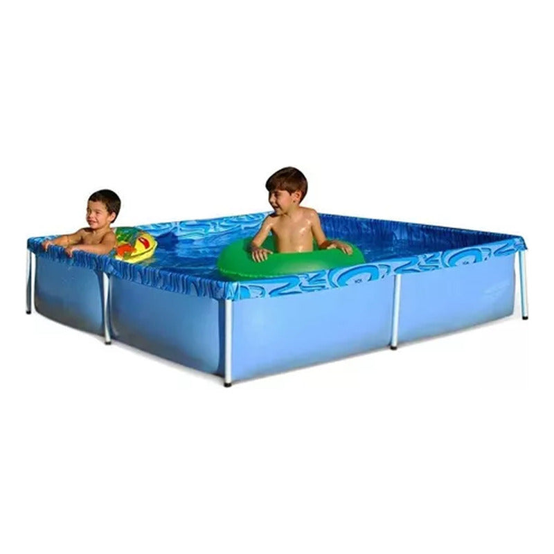 Pileta Estructural Exahome Linea Akua 1500lts Acero Galvaniz Color Azul Rectangular