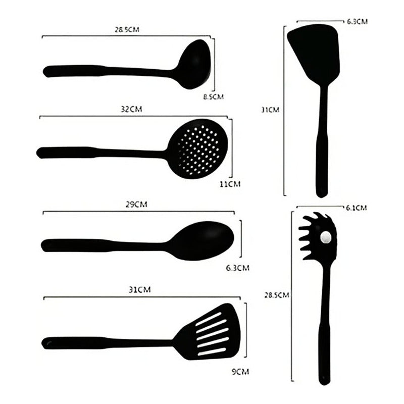 Juego 6 Utensillos Espatula Espumadera P/ Ceramica Teflon