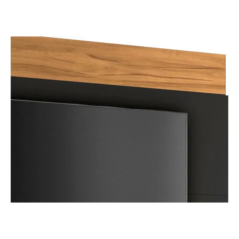 Combo Rack Tv 2 En 1 Exahome Incluye Panel Blanco Puerta Nogal