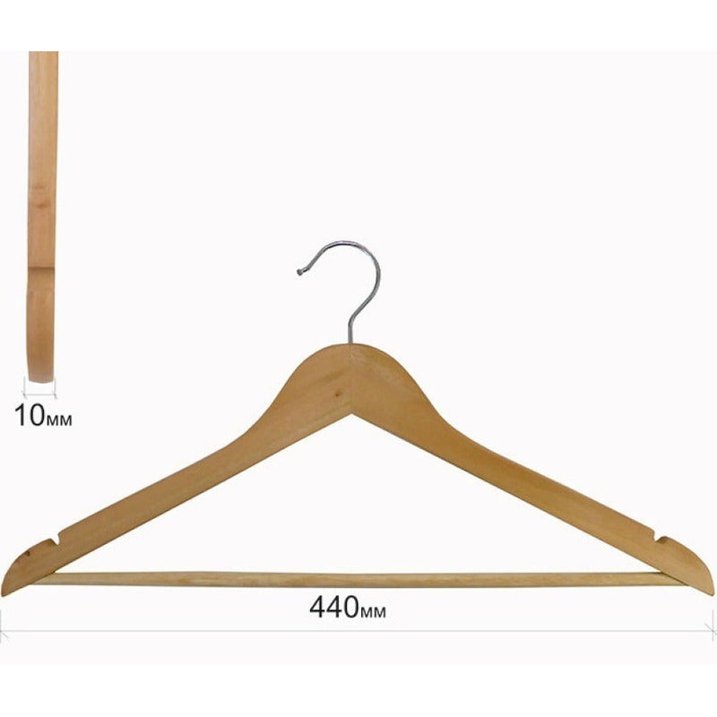 Percha Pack 30 Unid Madera Lustrada Elegante Diseño Colgador