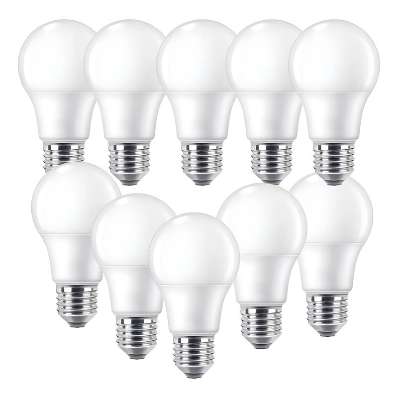Lampara Led Foco Clasica A60 7w Luz Fria Pack 10 Unidades Blanco Frío