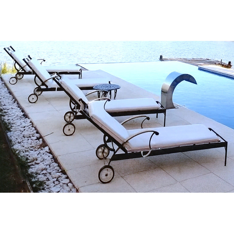 2 Colchonetas Para Camastro Reposera Exterior Impermeable Blanco