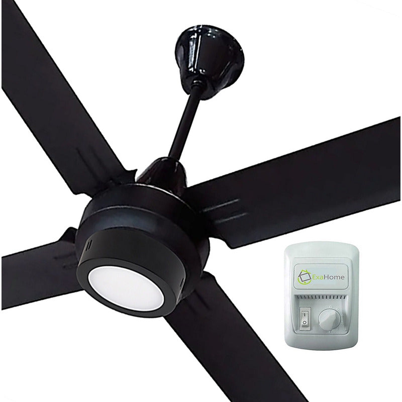 Ventilador De Techo Exahome Plafon Led 616 Skf Ind. Arg  1.2 M Negro Metálica 4