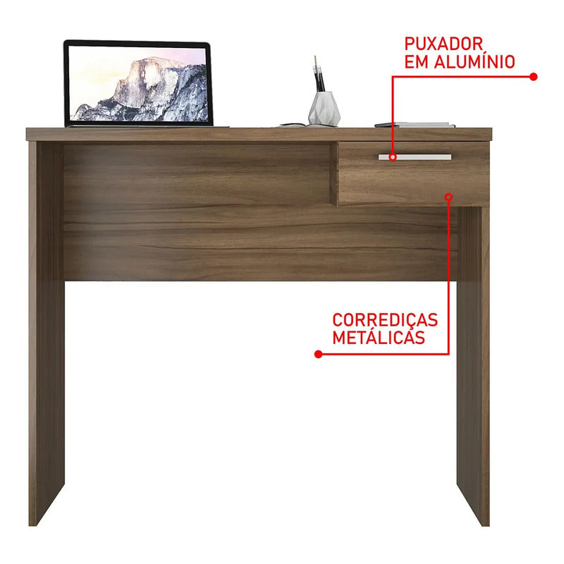 Escritorio Mesa De Computación Con Cajón Corredera Metálica Blanco