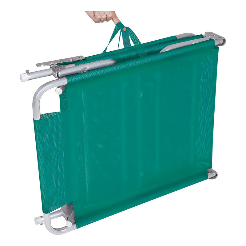 Reposera Cama Exahome 4 Posiciones Reclinable Aluminio Anis