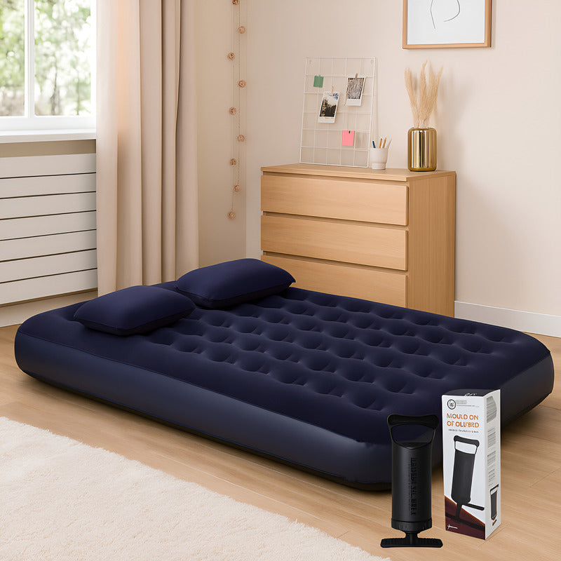 Colchon Inflable Bestway 2 1/2 Plaza 2 Almohadas E Inflador Azul