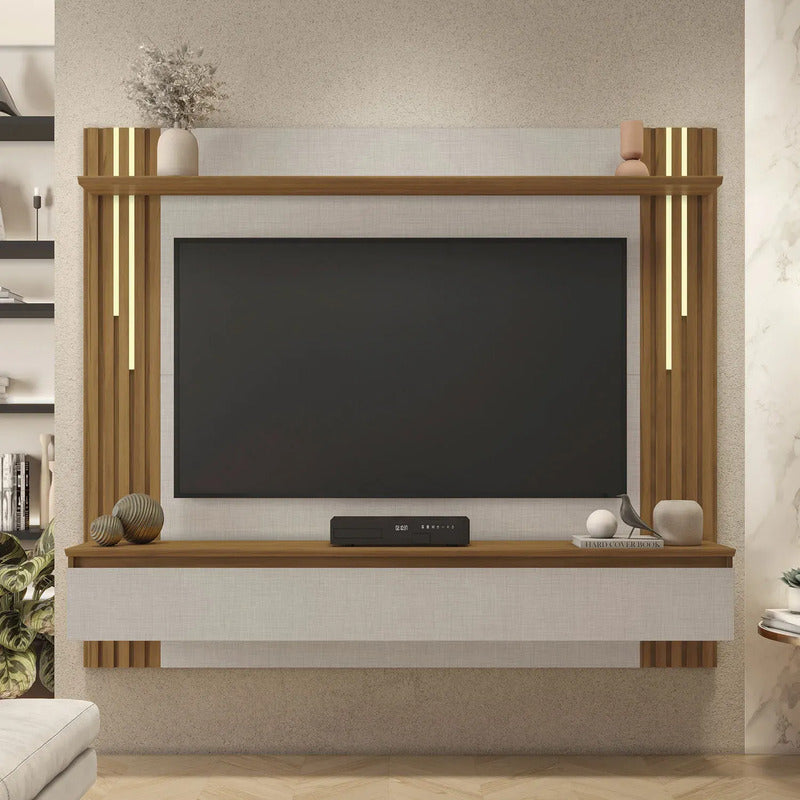 Rack Tv Panel Premium Exahome Mueble Televisión Exclusivo Blanco