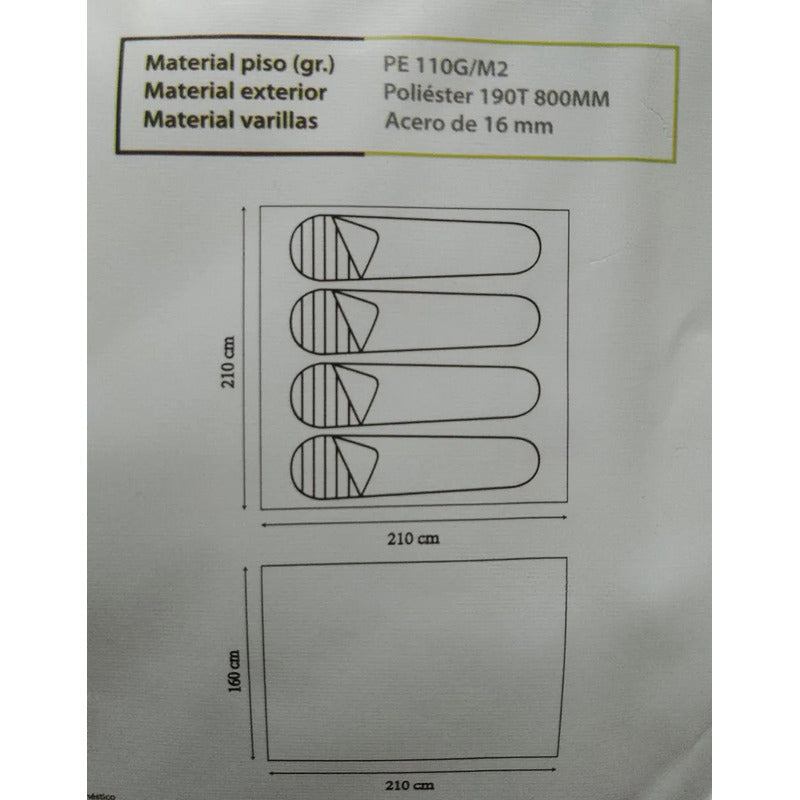 Carpa Canadiense Alpes 4 Personas Impermeable 800mm Camping Rojo/gris