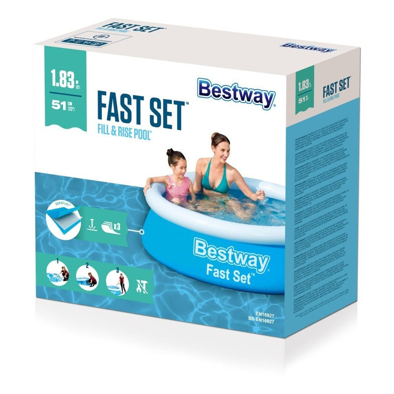 Pileta Inflable Redonda Fast Set 940 Lts Bestway 57392 Color Azul