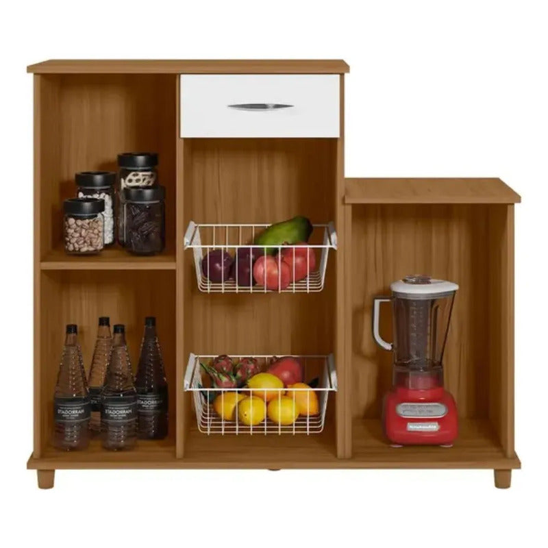 Mueble Frutero Organizador Exahome Porta Microondas Cocina Nogal