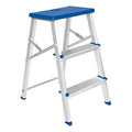 Escalera Banco Aluminio Plegable 3 Escalones Plataforma Azul