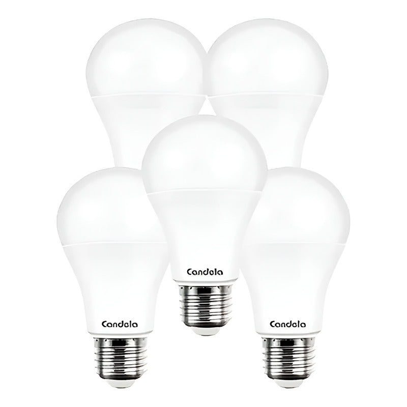 Lampara Led Foco  Clasica A60 12w Calida Pack 5u Blanco Cálido