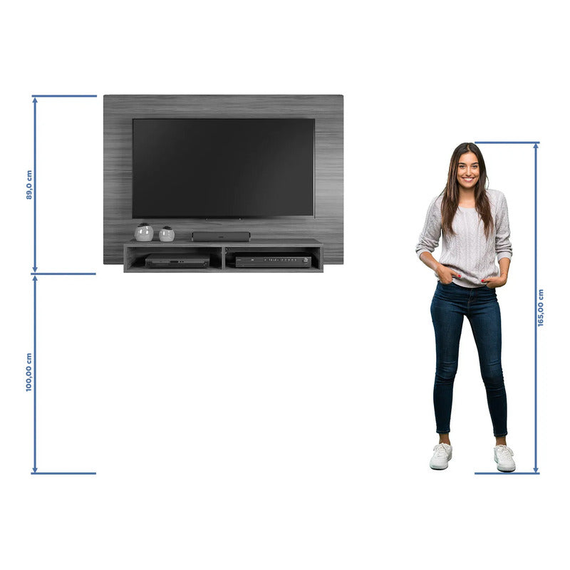 Rack Plus Exahome Mueble Para Tv Moderno Y Funcional Pared Roble