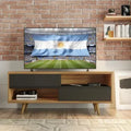 Rack Tv Premium Con 2 Puertas Exahome Nordico 50 Mueble Negro Negro/marrón