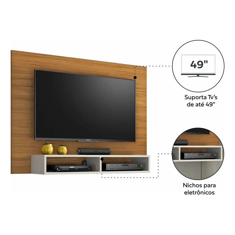 Rack Plus Exahome Mueble Para Tv Moderno Y Funcional Pared Roble