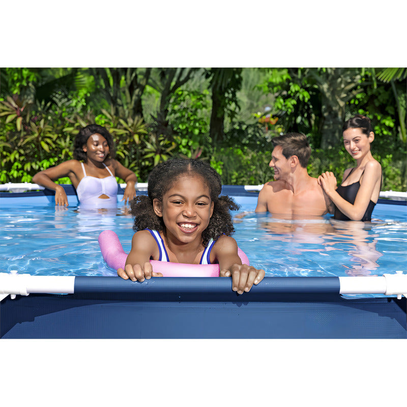Pileta Estructural Redonda Bestway Steel Pro 56706 6473 Litros Resistente Fácil Armado Piscina Jardín Azul Liso