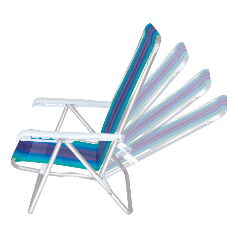 Reposera Aluminio 4 Posiciones Celeste Combinada Exahome Ult Color Azul Claro