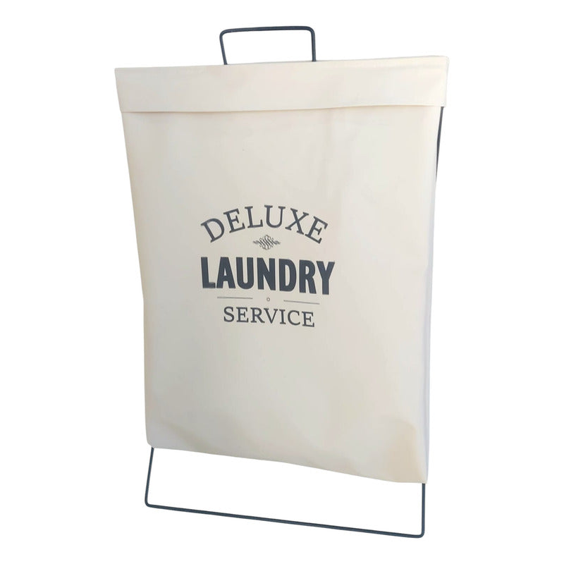 Cesto De Ropa Sucia Laundry Tela Plegable Exahome Lavable Blanco Lisa