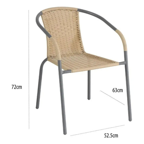 4 Sillas Rattan Apilable Hogar Jardi Gris